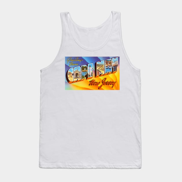 Greetings from Cape May, New Jersey - Vintage Large Letter Postcard Tank Top by Naves